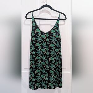 Urban Outfitters Floral Leaf Black and Green Backless Dress | Small
